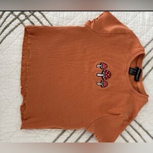 Streetwear Society Orange Tee with Mushroom Embroidery